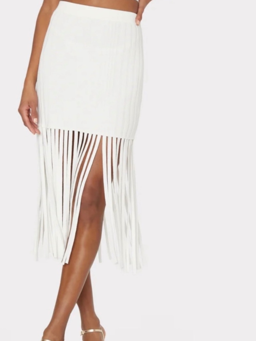 Milly White Fringe Midi Skirt
